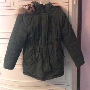 URBAN REPUBLIC LITTLE GIRLS GREEN FAUX HOODED COAT